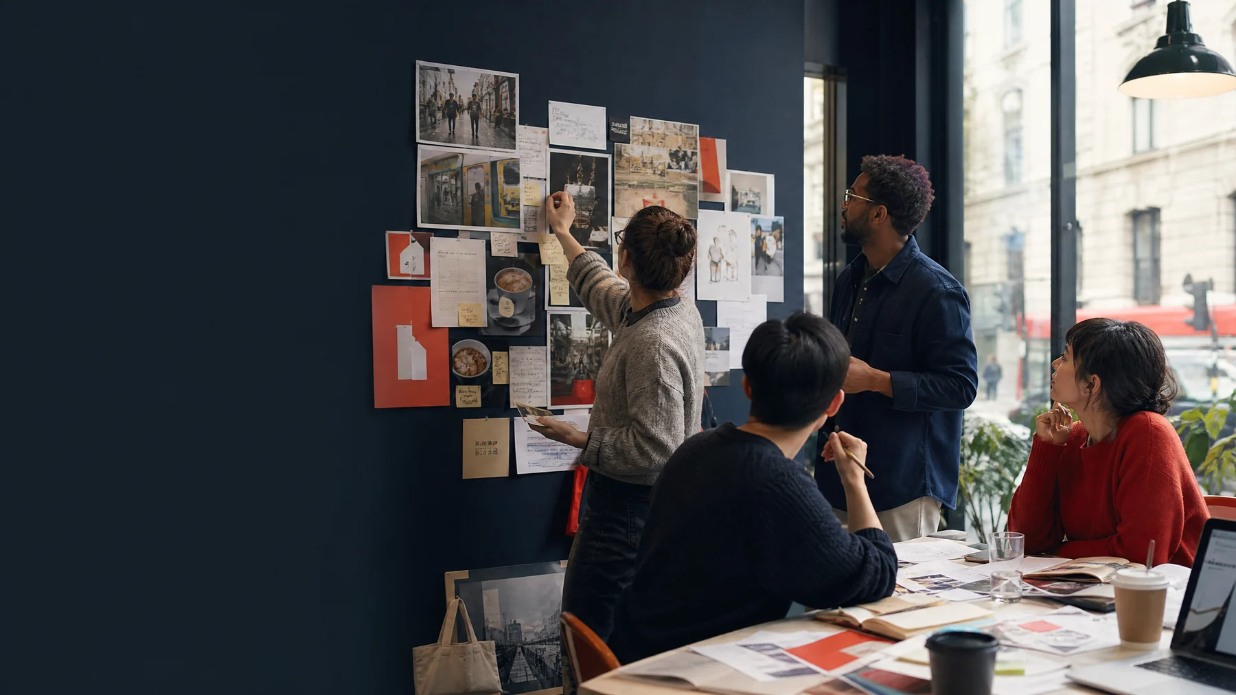 Editorial team mapping street-level marketing signals in a contemporary newsroom